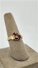 Synthetic Pink Tourmaline Lady's Stone & Diamond Ring 2 Diamonds .10 Carat T.W.